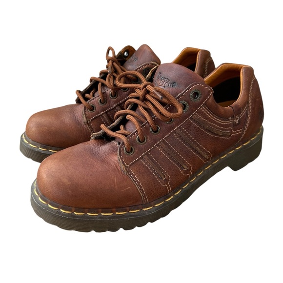 Dr. Martens Shoes - Dr Martens Women's 12037 AW004 Platform Brown Leather Low Rise Boots Size 10 EUC